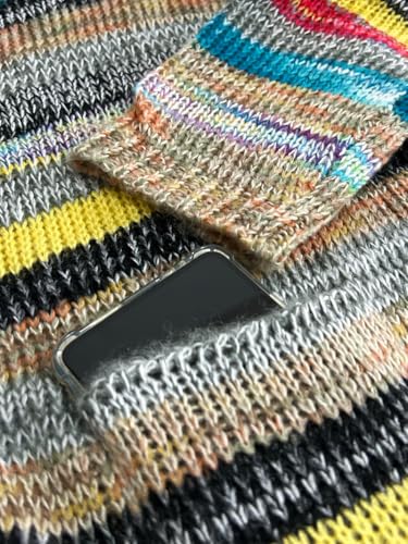 Women's Rainbow Striped Cardigan Sweater Chunky Long Sleeve Multicolor Open Front Sweater Soft Outerwear Coats3