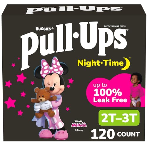 Pull-Ups Girls Nighttime Potty Training Pants Training Underwear 2T-3T (16-34 lbs) 120 Ct Packaging May Vary