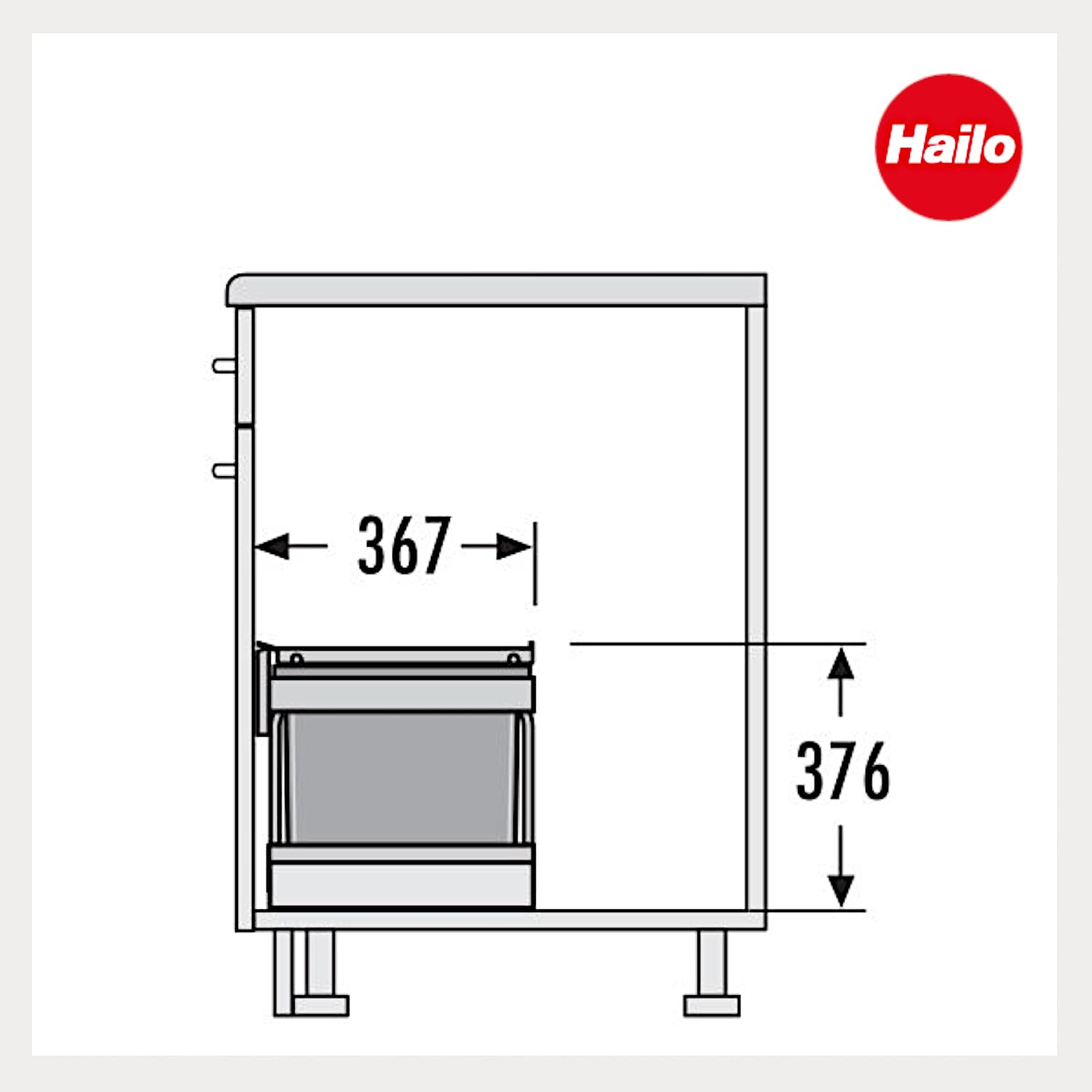 Hailo Abfallsammler 3644801 | 3-fach Raumspar Tandem Mülleimer | 2x 8.5 + 12L Abfalleimer | Ausfahrautomatik integriert | Mülltrennsystem ab 60 cm Unterschrank | Passend für Drehtür