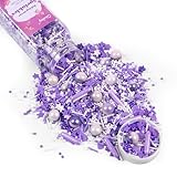 Purple Sprinkles for Cake Decorating 4.23ounce - Sugar Mix Contains Star & Pearl Sprinkles for Cupcake Toppers, Ice Cream, Candy, Cookie Decorations - Holiday Party Supplies