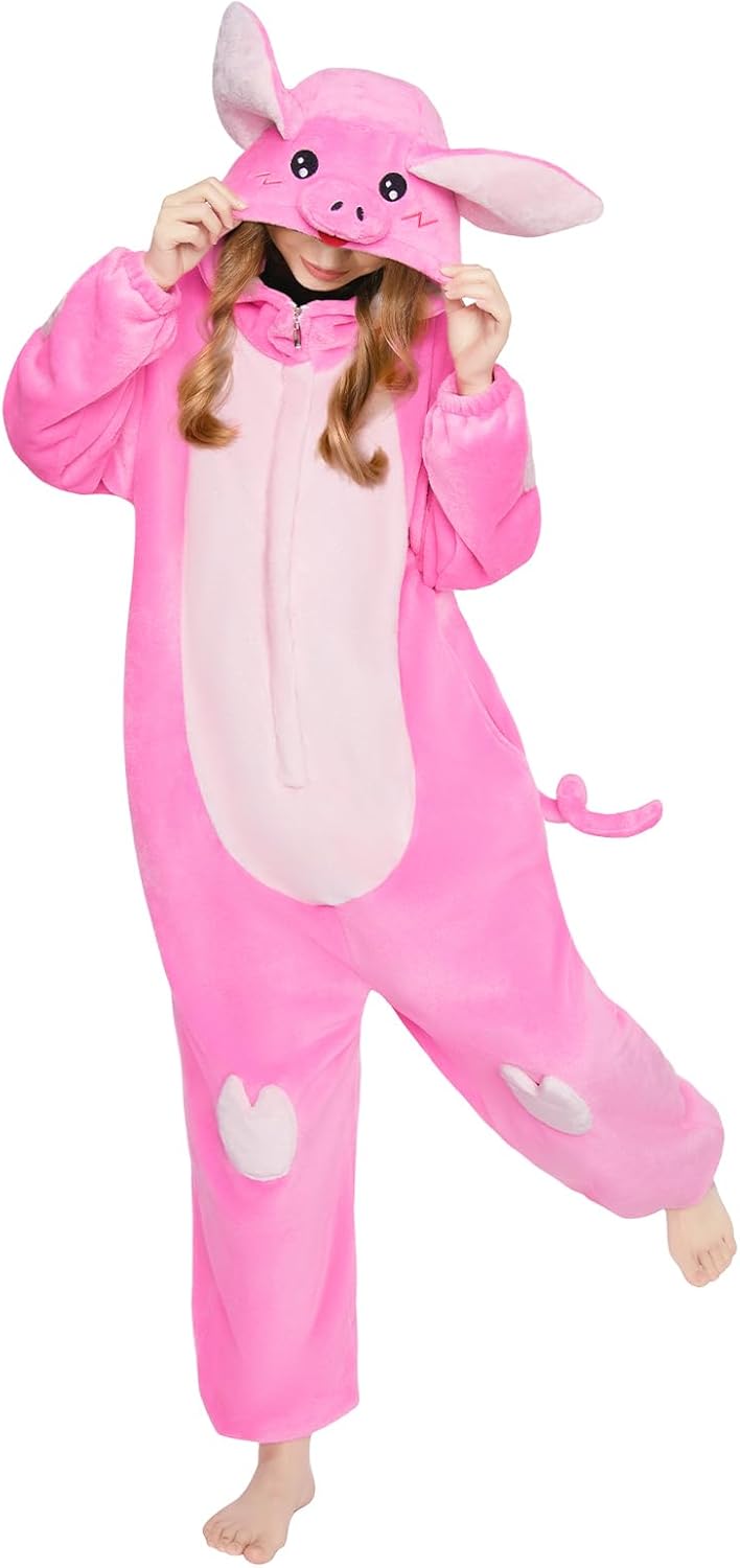 OLAOLA Adult Onesie, Unisex Animal Cosplay Costume, Flannel Pajamas One Piece Halloween Sleepwear