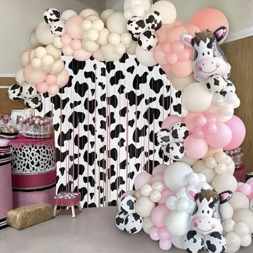 Cortinas de flecos de papel de aluminio con estampado de vaca Zliisang 2