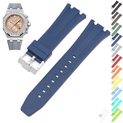 Barak Watches 26mm FKM Rubber Band For Audemars Piguet Watches - Navy Blue, Modern Style, Unisex, Buckle Closure