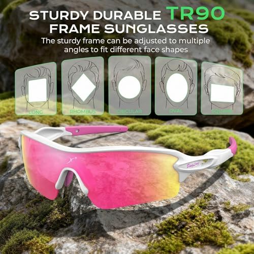Image of BangLong TAC Polarized Sports Sunglasses UV400 for Men Women | TR90 Lightweight Frame, Adjustable Non-slip Nose Pads, RX Insert Included, Wrap-Around Design for Running Cycling Baseball