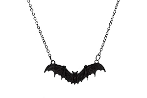 Black Lace Bat Necklace, Red Crystal - Gothic Charm