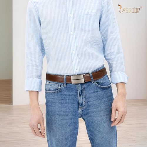 JASGOOD Mens Belt Leather Ratchet Belt For Men Automatic Ratchet Buckle 1 3/8" Slide Belt for Dress Pant4