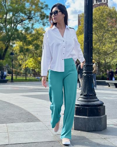 Image of Promover Wide Leg Pants Woman Yoga Pants with Pockets Stretch Loose Casual Lounge Sweatpants Petite /Regular /Tall