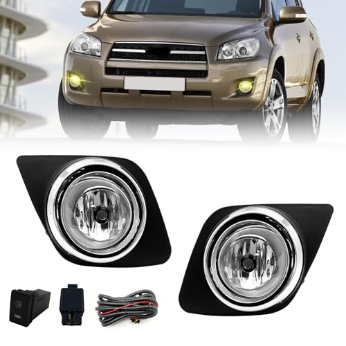 Fog Lights Compatible With RAV4 2009-2012, 1 Pair Front Bumper Lights with Bezels and H11 12V 55W Bulbs included Switch and Wiring kit