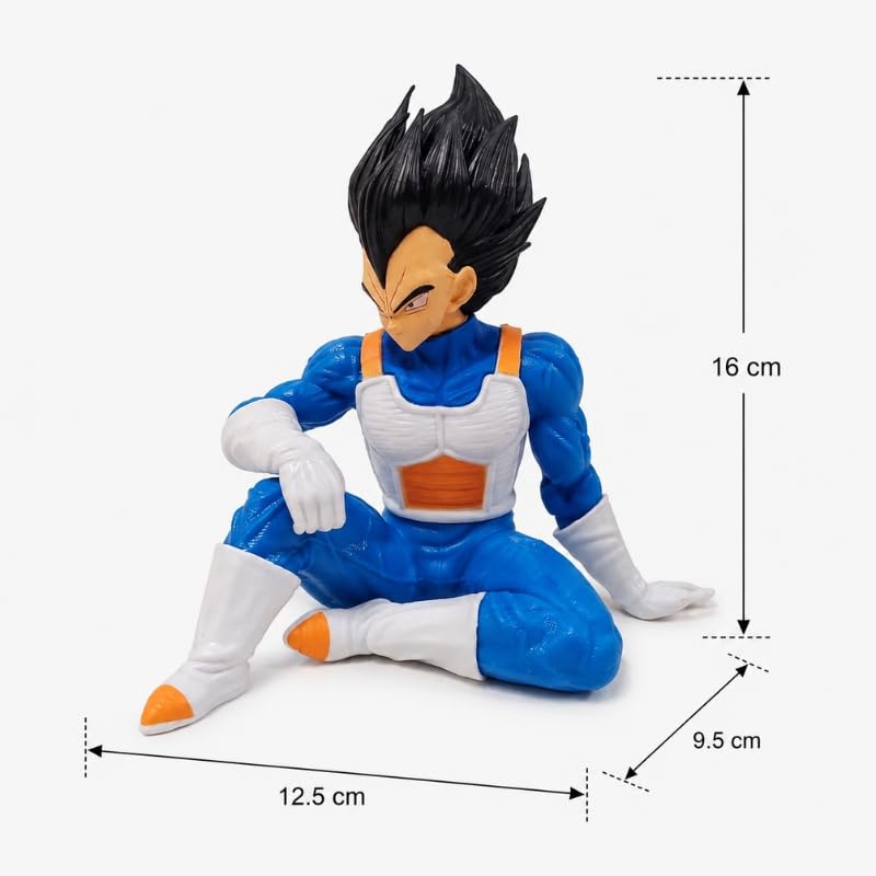 Image of Premium Action Figures Collectible for Office Desk, Study Table, Car Dashboard, Decoration for Anime Lovers, Fans, Kids, Collectors (Vageta Sit 16cm)