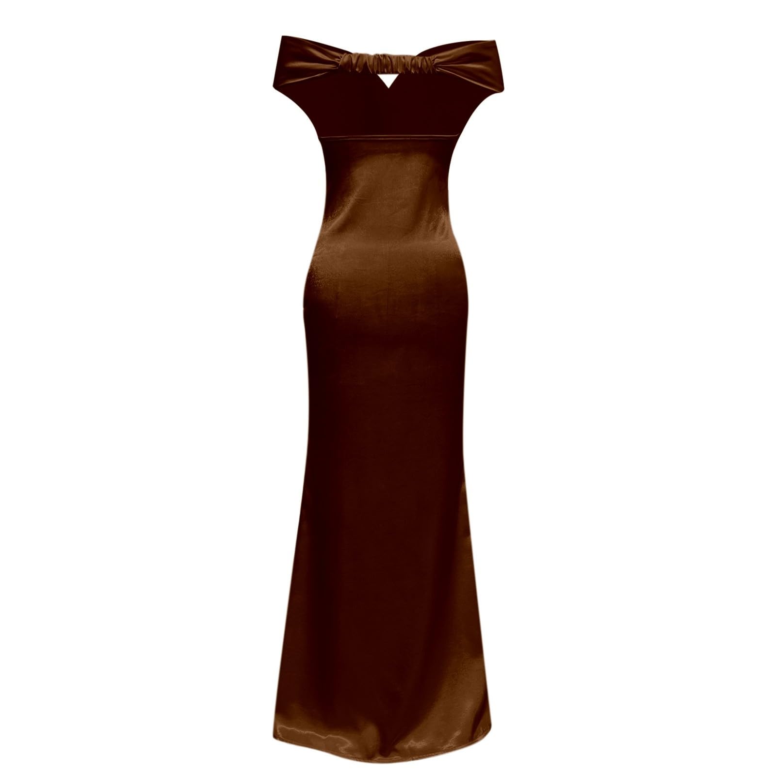 Abito da Sera Formale, Elegante Abito Lungo in Raso, Abito da Festa con Spalle Scoperte