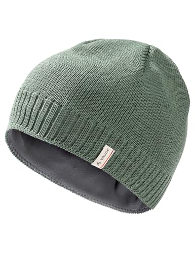 VAUDE Mütze Edo Beanie III in Grün – Warme & atmungsaktive Wintermütze - Unisex Beanie-Mütze in Rippstrick-Optik - Thermomütze ausgekleidet mit weichem Fleece - Made in Germany