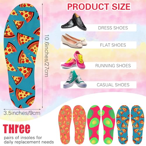 Image of 3 Pairs No Show Socks Sockless Shoe Liner Washable Barefoot Shoe Insoles No Slipping Inserts(Fruit Style)