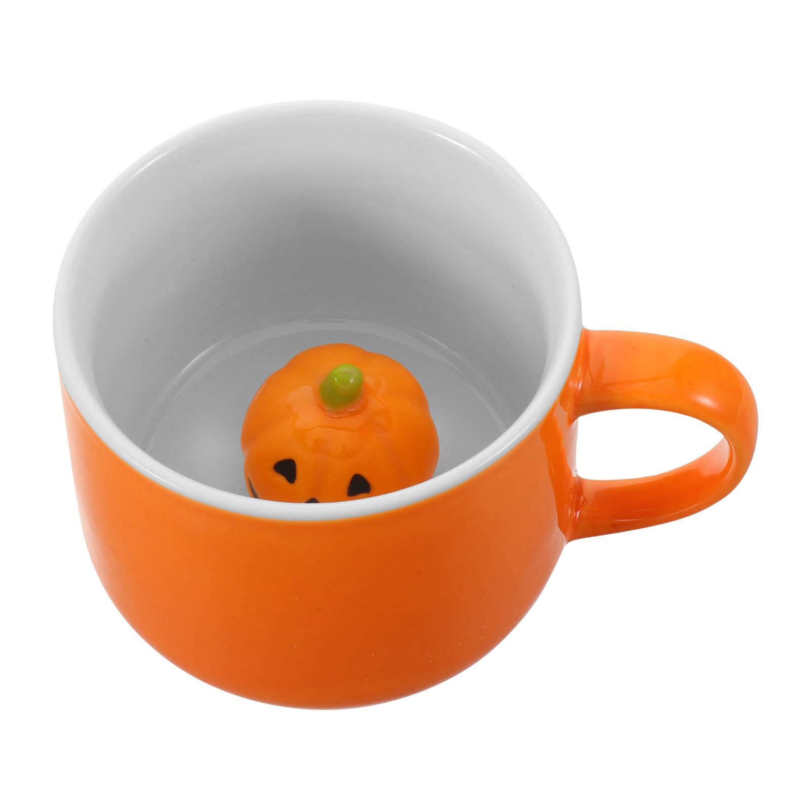 Zerodeko Taza de calabaza naranja de Halloween, pintada a mano, para café