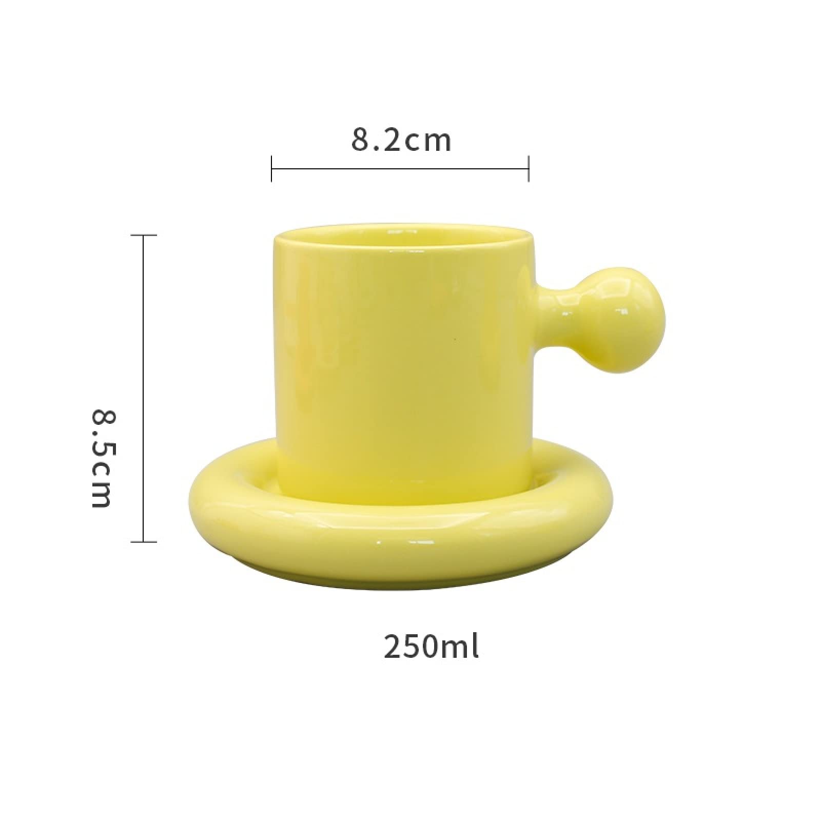 Tazza da caffè in ceramica Giallo-verde tuorlo d'uovo con piattino Tazza da tè Tazza da caffè in ceramica Tazza Regalo per ufficio e casa