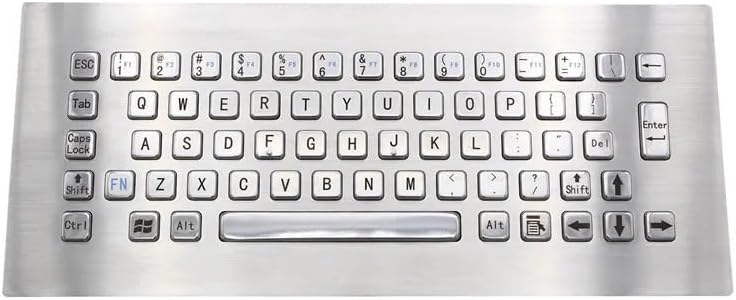 USB 65 Keys Stainless Steel Panel Mount Rugged Metal Keyboard Vandal Proof Industrial for Kiosk CNC Machine