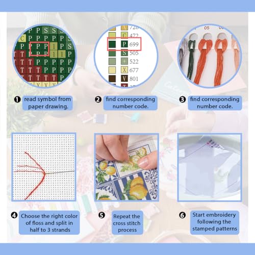 Image of FREEBLOSS 11CT Cross Stitch Kit Stamped Cross Stitch Craft Kit with Stitching Guide for Beginners Lemon Embroidery Set Crossstitch Wall Hanging Set 17.7x17.7inch