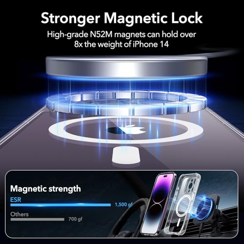 Image of ESR for iPhone 14 Pro Max Case, Compatible with MagSafe, Full-Body Military-Grade Drop Proof Case for iPhone 14 Pro Max with Built-in 9H+ Tempered Glass Screen Protector, Clear