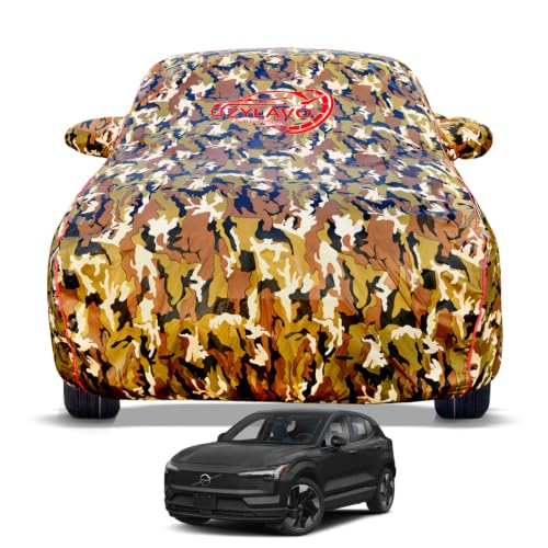 Image of Premium Car Cover for Volvo EX30 2026 Model | Waterproof, UV & Dust Protection | Mirror & Antenna Pocket | Triple Stitched, Soft Inner Lining, Belt & Buckle (Jungle Print)