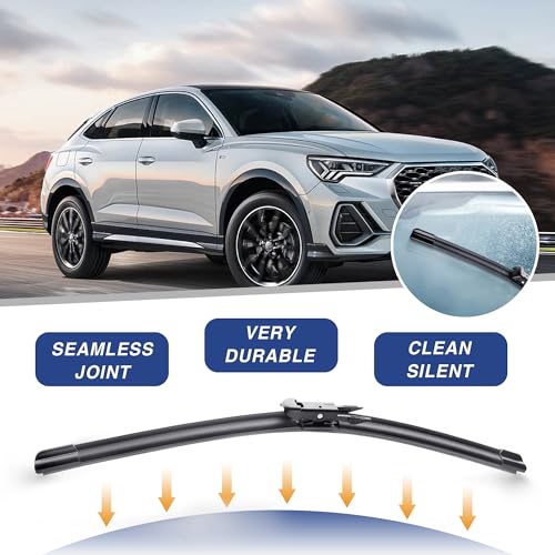 Image of 28 inch+28 inch Silicone Windshield Wiper Blades Replacement For Ford Fusion 2019-2013,Transit Connect 21-17 Escape 20-13,Focus 18-12,Edge 20-15 Water Repellent Automotive Replacement Windshield Wiper Blades