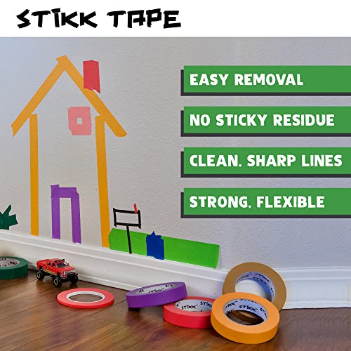 3 Pack 1" X 60Yd Stikk Green Painters Tape 14 Day Easy Removal Trim Edge Finishing Masking Tape (.94 In 24Mm) #TOP4