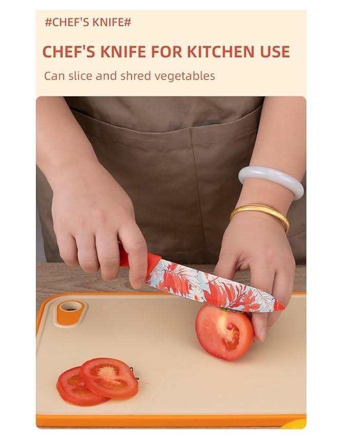 Image of Stainless Steel Kitchen High-Carbon Stainless Steel Kitchen Vegetable Knives Chef Sharp Edge Cutting Chef Knife for Chopping Vegetables, Fruits (Red)