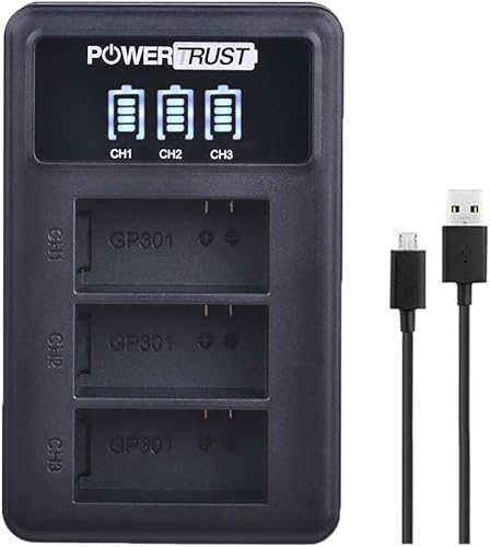 Miniatura 2 de Paquete de 3 baterías de repuesto AHDBT-301 AHDBT-302 para cámara de acción Gopro HD Hero 3+ Hero3 + cargador de batería USB LED de 3 ranuras con