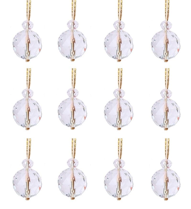 12 adornos de bolas de cristal transparente de Navidad para decoración de Navidad, boda, decoración del hogar (transparente)