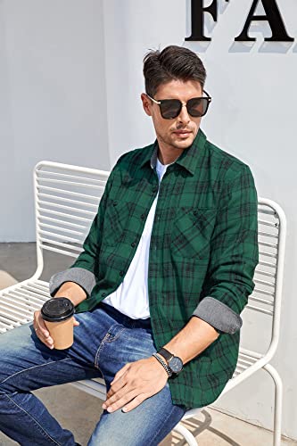 Alex Vando Mens Button Down Shirts Regular Fit Long Sleeve Casual Plaid Flannel Shirt