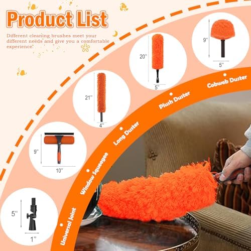 LAANPOLE Kit de limpieza de plumero de 3,6 m con poste de extensión, herramienta de limpieza de ventilador de techo alto con cubo