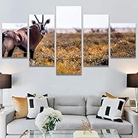 SIGNWIN 5 Panel Canvas Wall Art Animals Deer Modern Artwork for Home Decorations Ready to Hang - 60