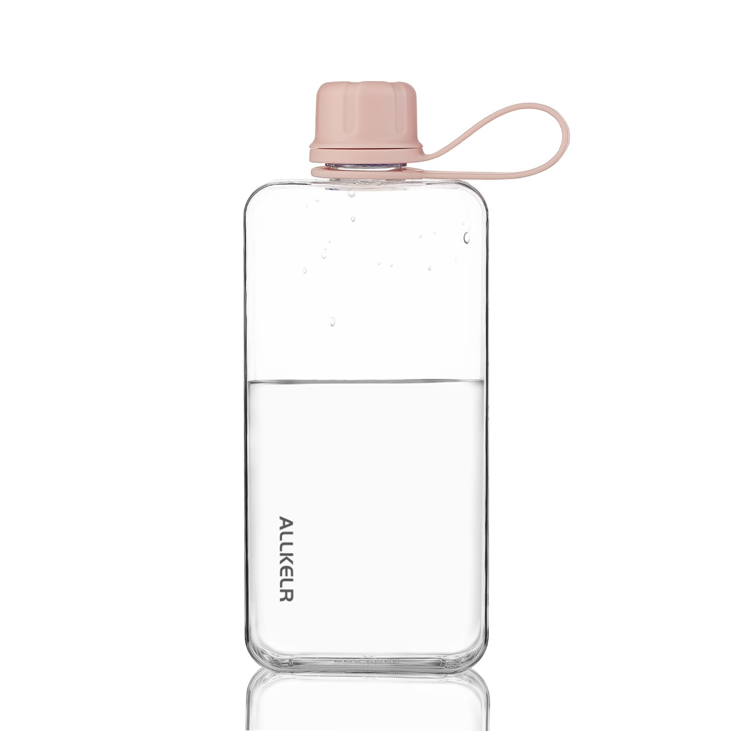 ALLKELR Portable Flat Water Bottle, 13.5 oz, Pink