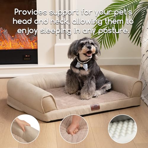 Hollypet-Orthopedic-Dog-Bed-for-Medium-Dogs-Supportive-Foam-Dog-Pet-Couch-with-Removable-Washable-Cover-and-Non-Slip-Bottom-Waterproof-Lining-Dog-Sofa-Bed-Khaki-M-28-225-75 Hollypet Orthopedic Dog Bed for Medium Dogs Supportive Foam Dog Pet Couch with Removable Washable Cover and Non Slip Bottom Waterproof Lining Dog Sofa Bed Khaki M 28 225 75
