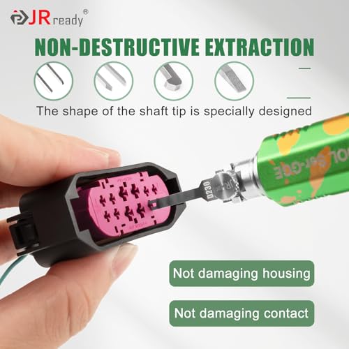 Image of JRready ST5355 Terminal Removal Tool Kit - Universal Vehicle Wire Harness Depinning Tool Pin Removal Tool, for Tyco JPT MCP MCON MQS, Sumitomo, Delphi, Molex Pin Extractor, with 16Pcs Replacement Tips