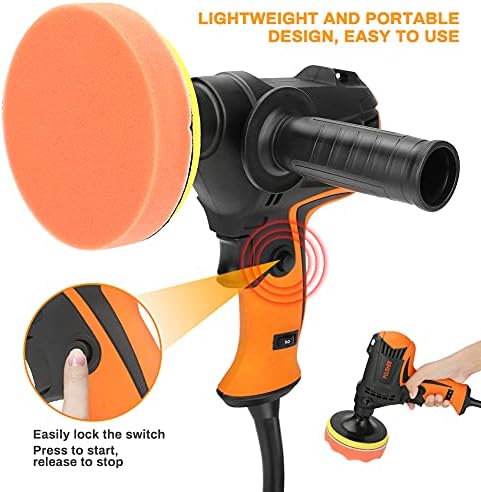 Buffer Polisher zerotop 980W Car Furniture Polishing Machines Portable Electric Polisher Kit Rotary Car Polishers and Buffers Machines with 850-3200 RPM, 6 Variable Speeds for Sanding Polishing