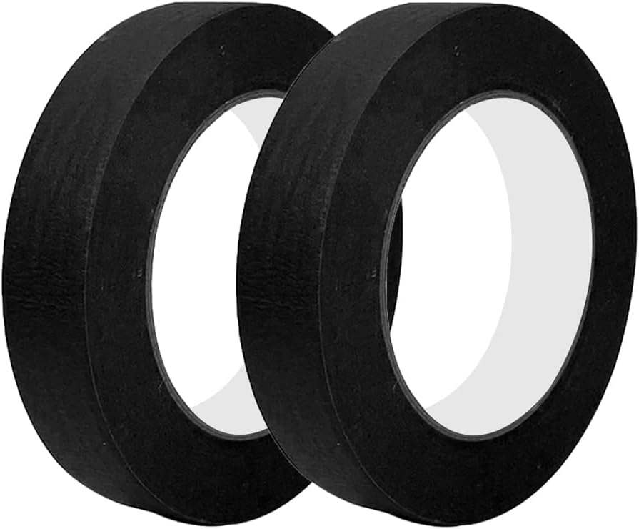 QRITY 2 Rolls Masking Tape, Adhesive Painting Tape, 10mm x 50m(0.39 inch x 54.6 Yards) Black Masking Tape, Craft Art Paper Tape, Great for Everyday Use