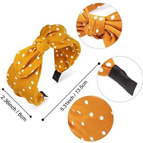 Bow Headbands For Women, Fashion Polka Dot Headbands With Rabbit Ears, Vintage Wide Bunny Headbands With Bow For Hair, Adjustable Size Hairbands Accessories Cintillos De Pelo Para Mujeres(5 Pcs) #TOP5