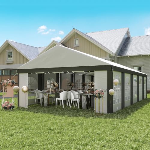 Outsunny 16 x 32 ft Heavy Duty Party Tent Outdoor Gazebo Wedding Tent Event Shelter Carport BBQ with...