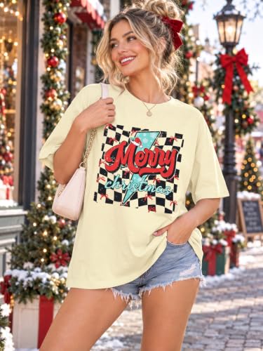 Merry Christmas Oversize Shirts for Women: HoHoHo Print Shirt Xmas Tree Top - image 4