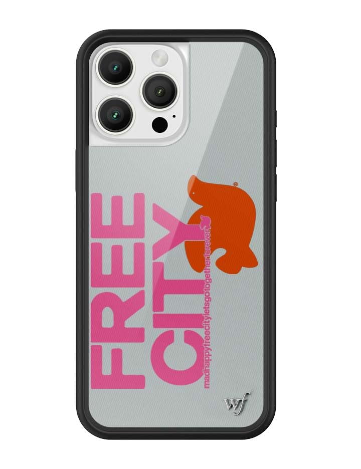 Image of Wildflower Cases - Compatible with iPhone 16 Pro Max | Protective Black Bumper, 6.5ft Drop Test Certified, Women Owned Small Business | Madhappy & Freecity Togetherforever Grey & Pink