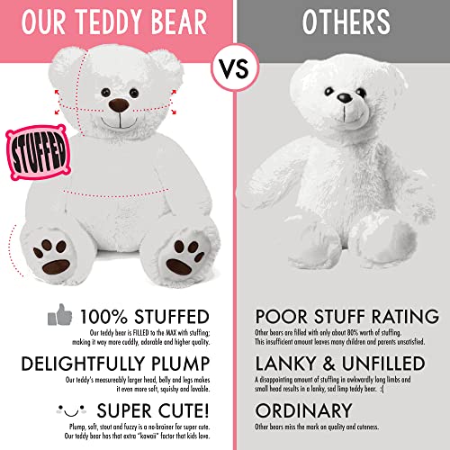 LotFancy Teddybär Kuscheltier 50cm, Plüschtier Stofftier Teddy, Süßes Geschenk für Kinder Mädchen Freundin, Geburtstag, Valentinstag, Schwarz, Weiß