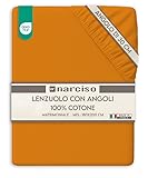 NARCISO Lenzuolo con Angoli Matrimoniale 100% Cotone (180x200 con Angolo di 30cm) Lenzuola...