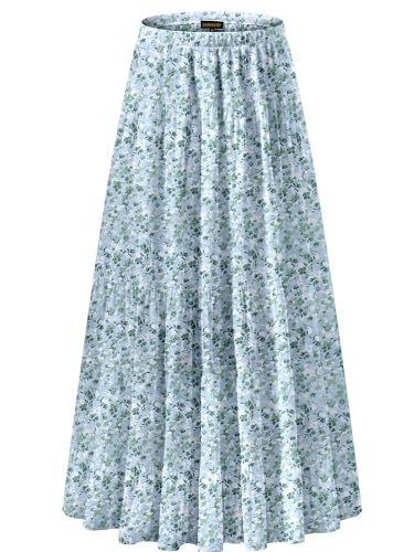 Image of NASHALYLY Women's Chiffon Elastic High Waist Pleated A-Line Flared Maxi Skirts