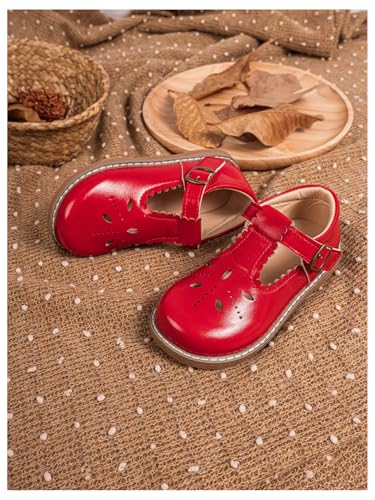 GORGLITTER Girl's Cute Hollow Out Dress Shoes Round Toe Ankle Strap Ballet Flats4