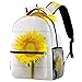 Zaino da viaggio per il tempo libero, bellissimo girasole su bianco in legno texture tavolo borse con portabottiglie per ragazze e ragazzi