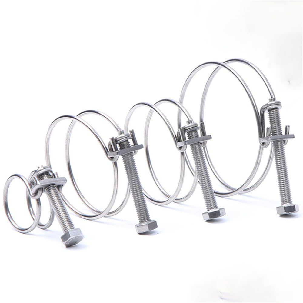 pezzo in acciaio inossidabile 304 a doppio filo per gola, fascetta per tubo flessibile, regolazione della clip che tiene il fissaggio dell'acqua, fascetta per tubo in gomma, ID 16-100 mm, ID 40,45 mm