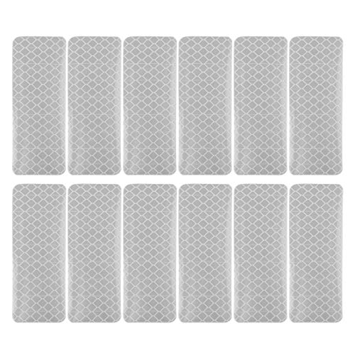 X AUTOHAUX Car Reflective Stickers Night Visibility Warning Rear Bumper Tape Universal Adhesive Decal for Auto Silver Tone 3 x 8cm 12pcs