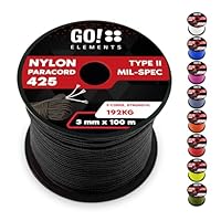 Paracord 425 Typ II | ø 3mm - 9 Kerne - max. 192 kg | 100% Nylonschnur, Allzweckseil - reißfest | Nylonseil, Armband, Hundeleine, Survival & Outdoor Seil