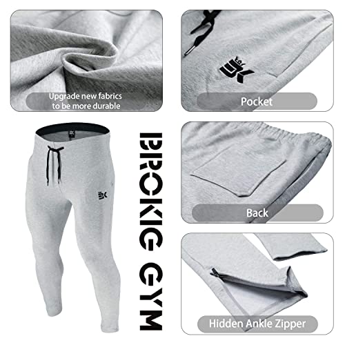 Image of BROKIG Mens Zip Joggers Pants - Casual Gym Workout Track Pants Comfortable Slim Fit Tapered Sweatpants with Pockets