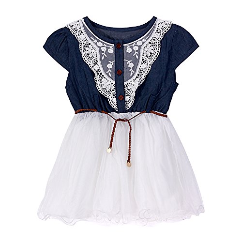 Vestido feminino para bebês da Amazingdeal; vestido de tule com manga curta e jeans de princesa; 2 a