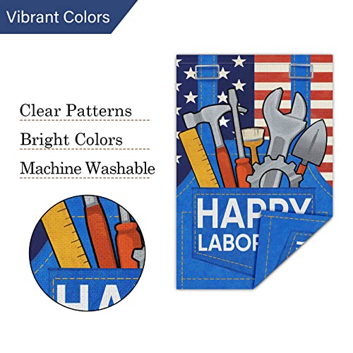 Louise Maelys Happy Labor Day Garden Flag 12X18 Double Sided Vertical, Burlap Small Usa Garden Yard House Flags Banner Outdoor Outside Labor Day Decoration (Only Flag) #TOP4